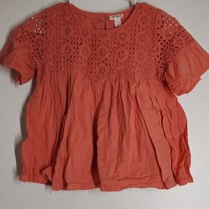 Coral Eyelet Top